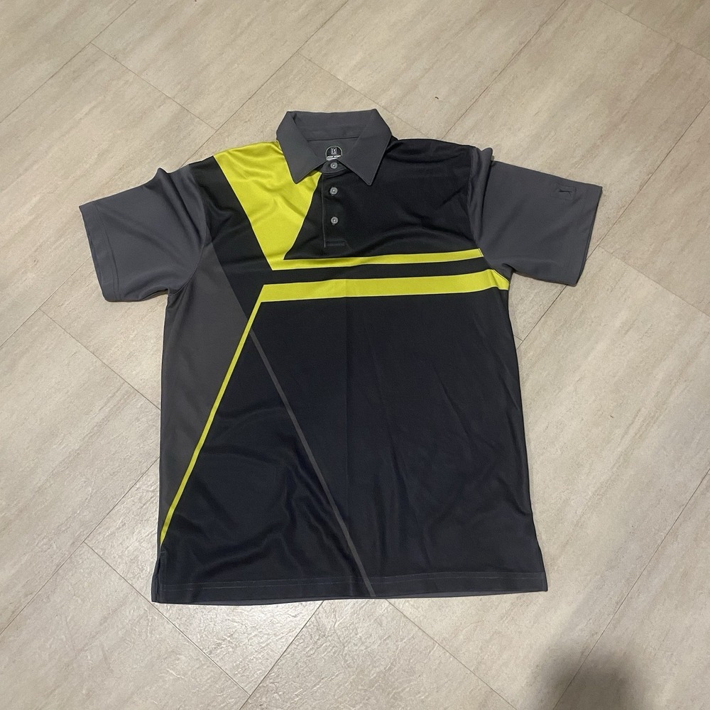 PGA Tour Pro Series Green Striped Golf Shirt Men's Size Medium